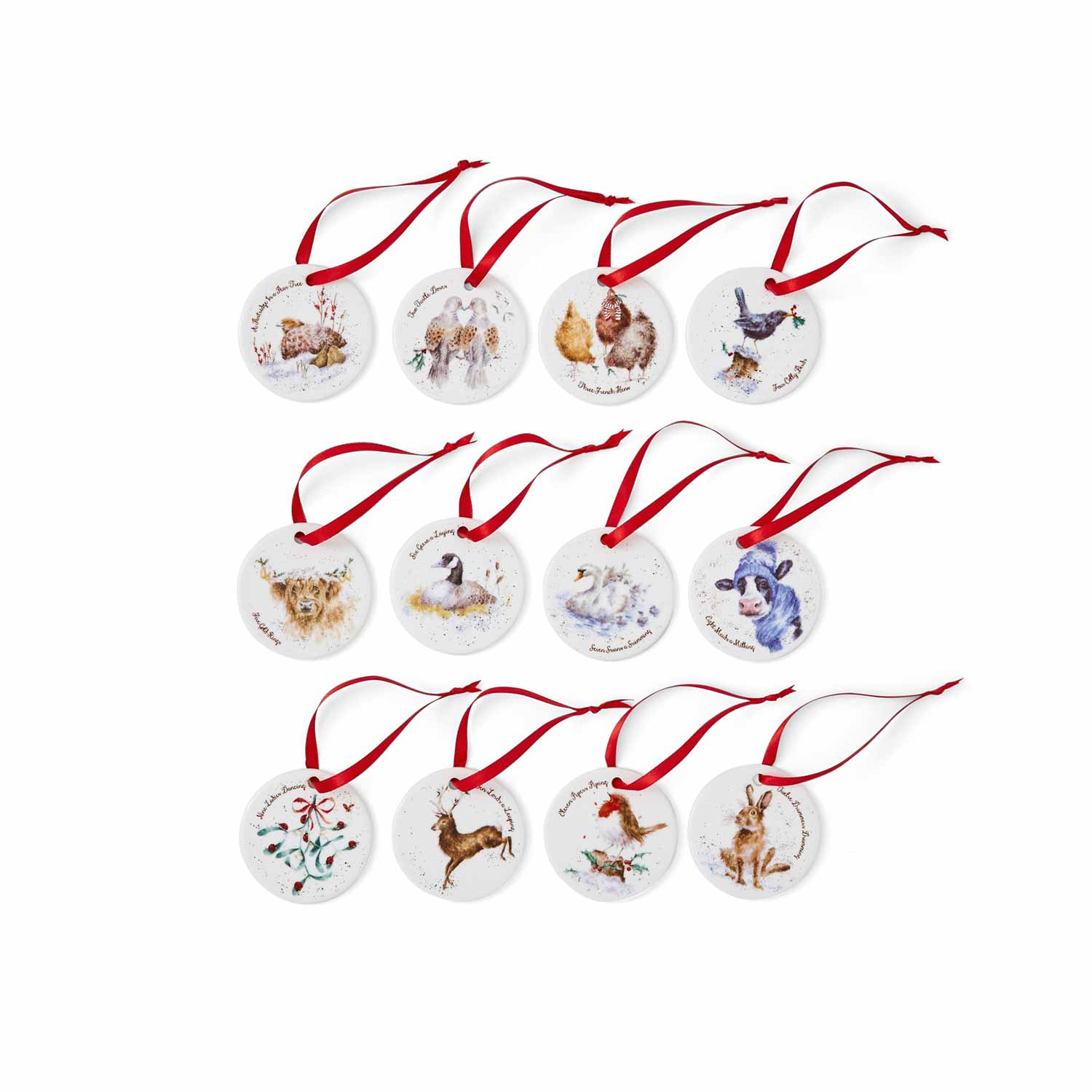 Wrendale Designs 12 Christmas Decorations image number null